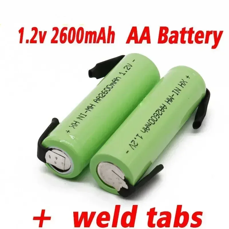 

100%New lot AA Rechargeable Battery 1.2V 2600mAh NiMH 14430 Battery with Solder Pins for DIY Electric Razor Toothbrush Toys