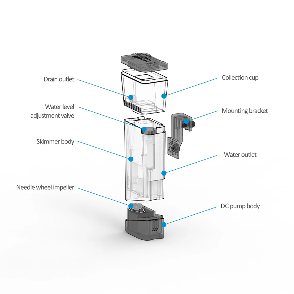 اسطوانة معلقة داخلية صغيرة BM من نوع فقاعة ماجوس مقشدة البروتين نانو لخزان حوض السمك البحري 20 جالون/75L