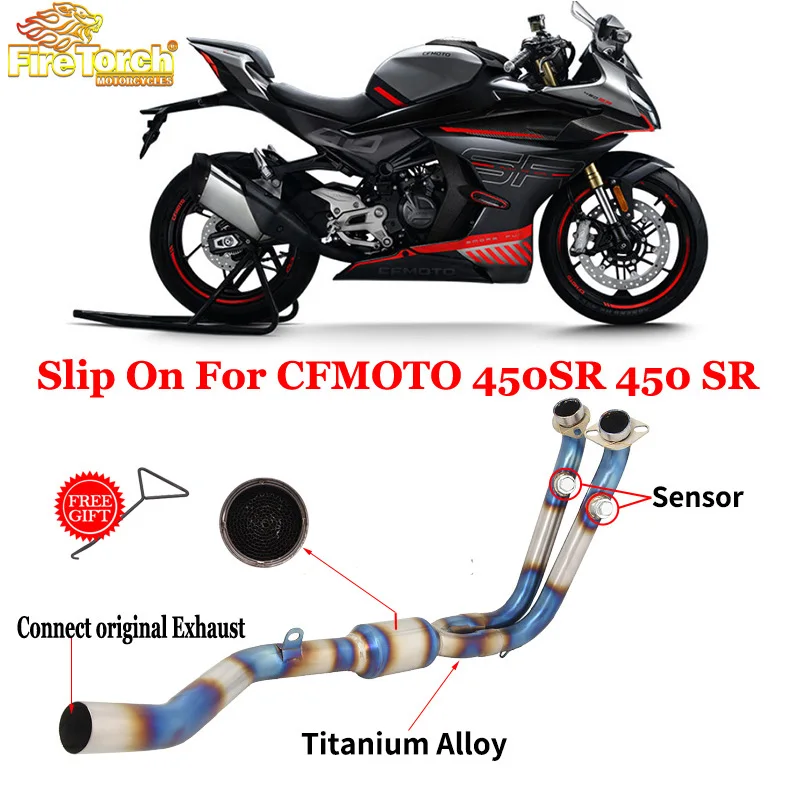 Slip On For CFMOTO 450SR 450 SR Connect Original Motorcycle Exhaust System Escape Titanium Alloy Front Connecting Link Pipe