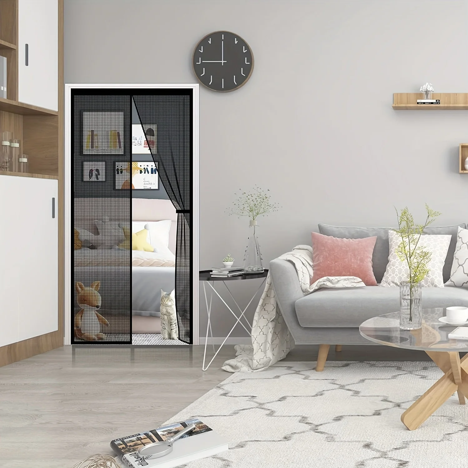 Heavy-Duty Magnetic Screen Door Set - Self-Sealing, Hands-Free Mesh Partition, Keeps Bugs Out, Pet & Kid Friendly