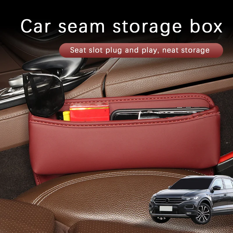 

Car Seat Gap Storage Box Driver Front Auto Seat Gap Filler Organizer Wallet Keys Card Storage Box For Volkswagen T-roc