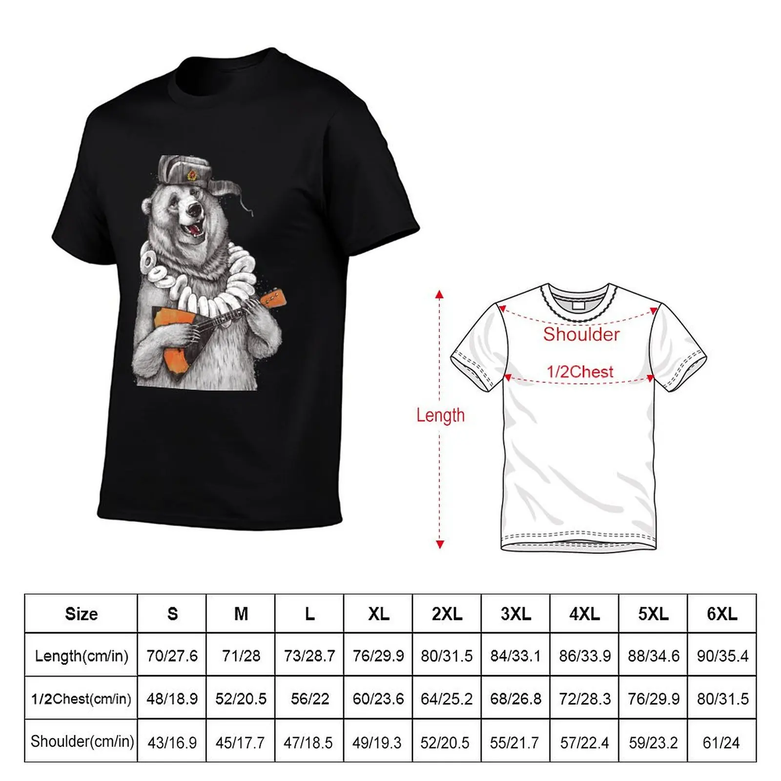 bear with balalaika T-Shirt street wear sweat kawaii clothes shirts graphic mens t shirts casual stylish