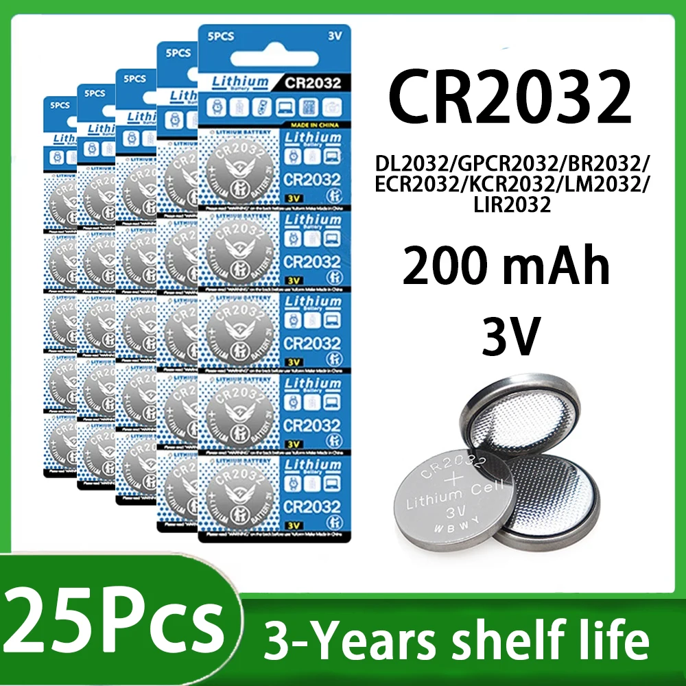 5-100PK CR2032 Coin Cell CR 2032 DL2032 BR2032 KCR2032 Battery Car Remote Control Toy Coin Cell Electronics