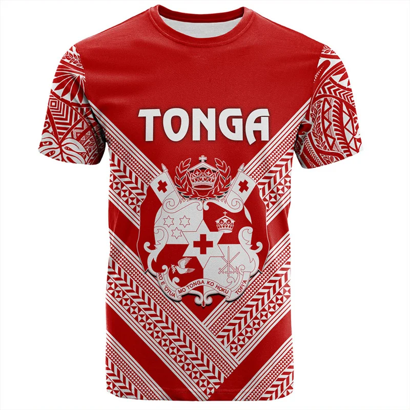 Harajuku Summer 3D The Kingdom Of Tonga Print T Shirt Oceania Tonga Emblem Graphic T-shirts For Men Fashion Streetwear Clothing