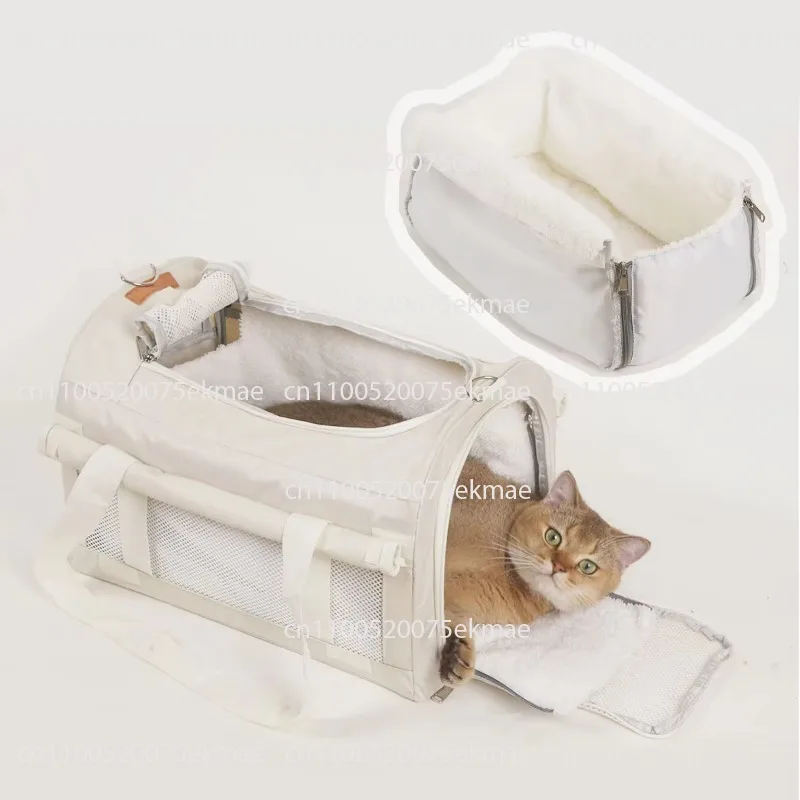 Cat and dog environmentally friendly foldable polyester winter warm portable shoulder crossbody backpack zipper large