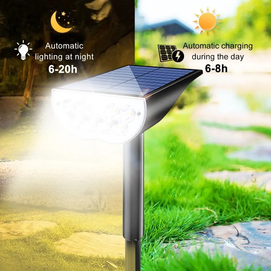 1/2pcs 9 luces solares LED Solar Lights Smolar Landscape Spotlights 5 Modos IP65 Implaz de agua Super Bright para Garden Yard Palm Tree