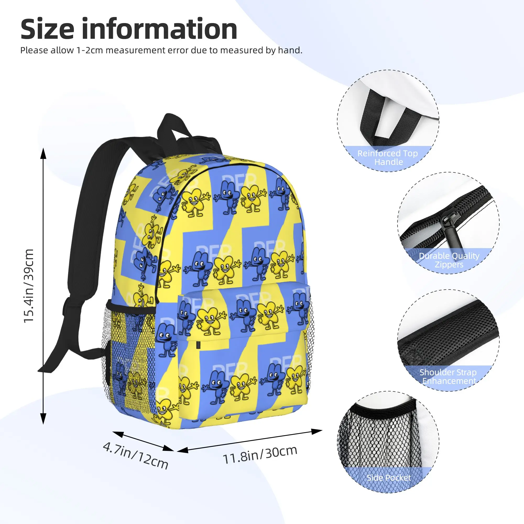 BFDI 4 and X design Backpack Hot Sale Daypack Large Capacity Boys Girls BookBag Shoulder Bags for Men Women School Bag