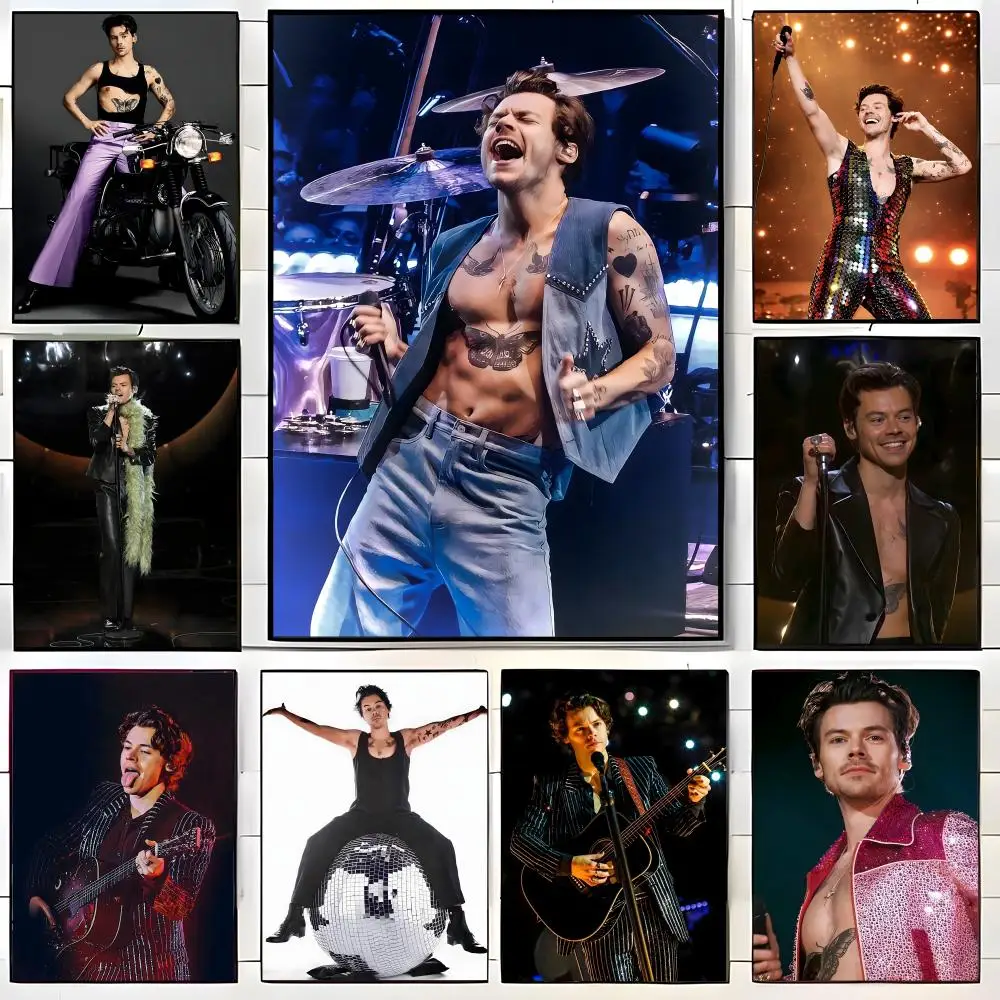 Affiche de groupe de rock H-Harry S-Styles, autocollant artistique auto-adhésif en papier imperméable, décoration murale pour café, bar, chambre