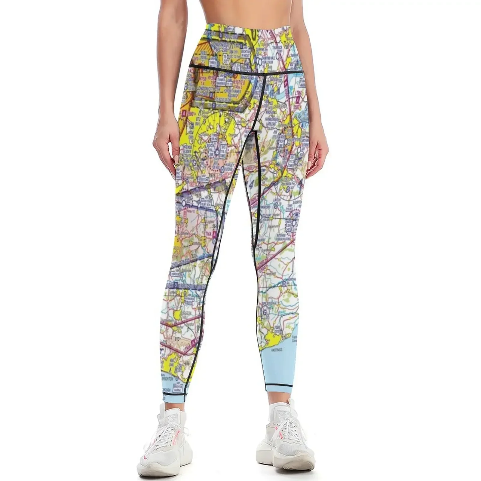 

UK Flight Chart Of The South Leggings Women's sports sport set Tight fitting woman Training pants Womens Leggings