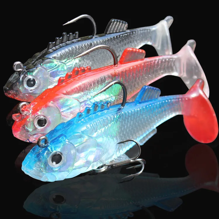 T Tail Soft BaitSoftLures Silicone Bait 7.5cm13gGoods for LuyaSoft Fish Wrapped in Lead Fish FishingSeaBiomimeticBaitPlasticFish