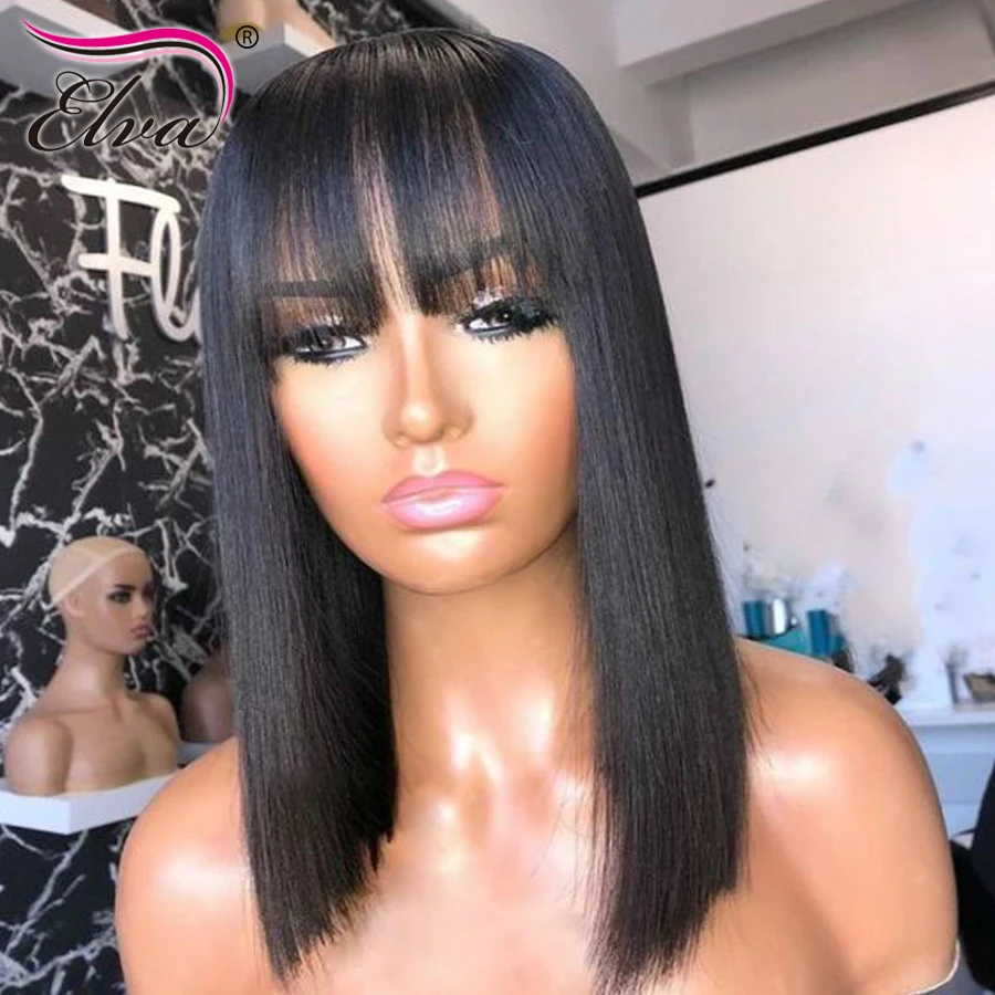

7x7 6x6 5x5 HD Lace Closure Glueless Wigs 250% Straight Wigs With Bangs Lace Ready To Wear Human Hair Wig Pre Plucked Melt Skins