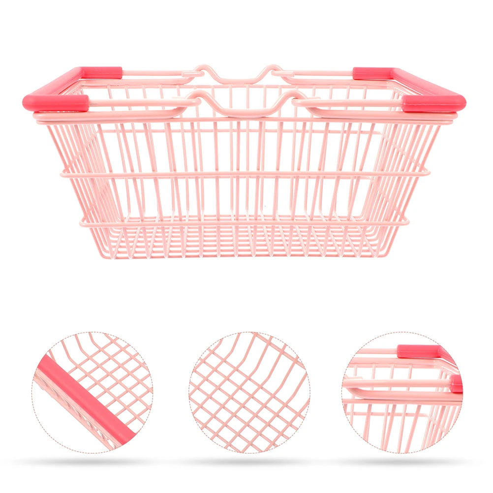 

Mini Shopping Basket Alloy Toy Cart for Kids Storage Decor Portable Makeup ganizer Reliable Design Household Storage Tools