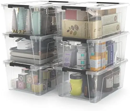 

WYT Clear Storage Bins 6-Pack with Lids & Handles - 5L Each