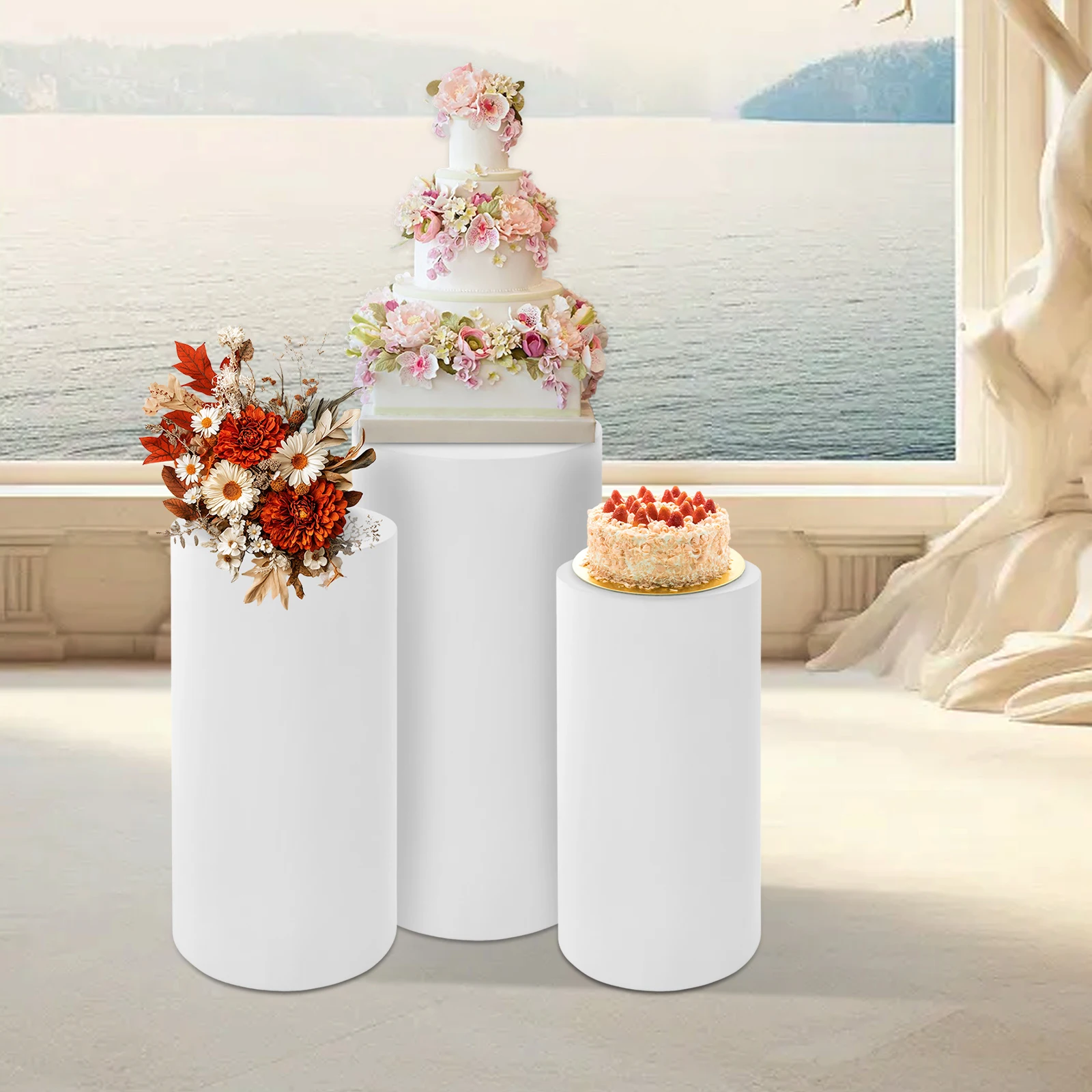 3 Pieces (690-50cm) Wedding Cake Cylinders High Load-bearing Display Base Banquet Guide Frame