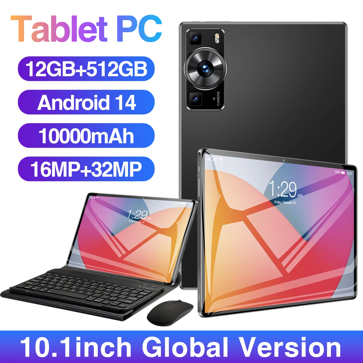 

2025 NEW P60 Pro HAUWIE Tablet Android 14 16GB+1TB 10.1inch 16MP+32MP Bluetooth 5G WIFI WPS Thin & Light Travel Office laptop