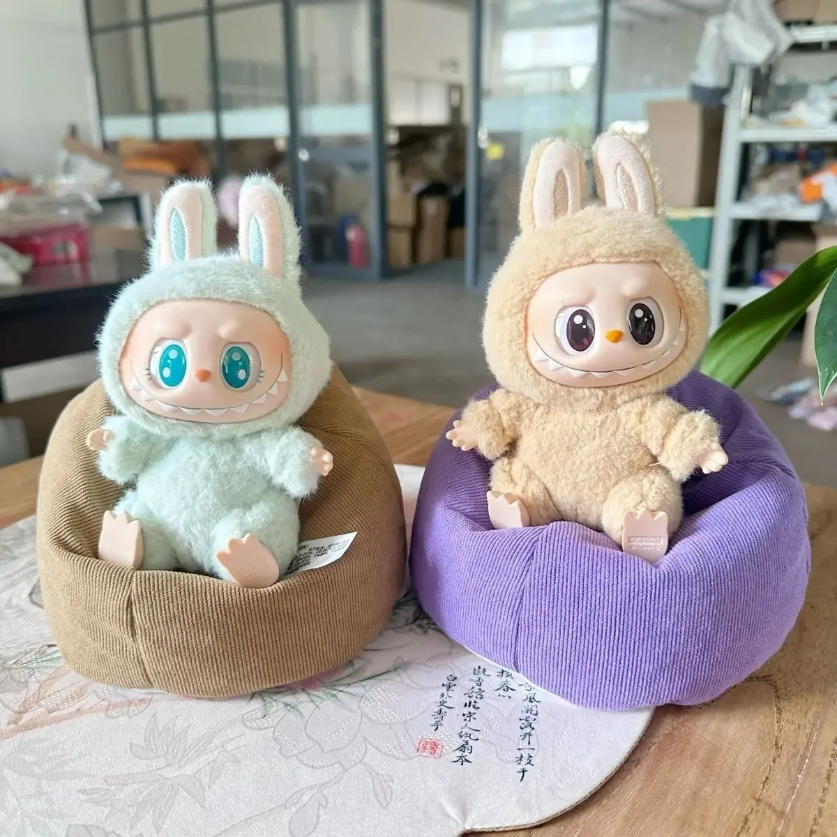 For 1st and 2nd Gen Labubu Lazy sofa Filling Material Flannel Doll Sleeping Bed Baby Bean Bun Vehicle Accessories Ropa Labubu