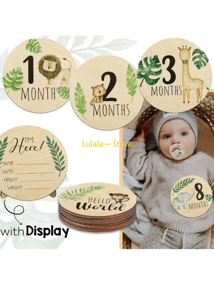 Y4QA مجموعة واحدة من بطاقات تتبع نمو الطفل الخشبية المرقمة لصور الحيوانات