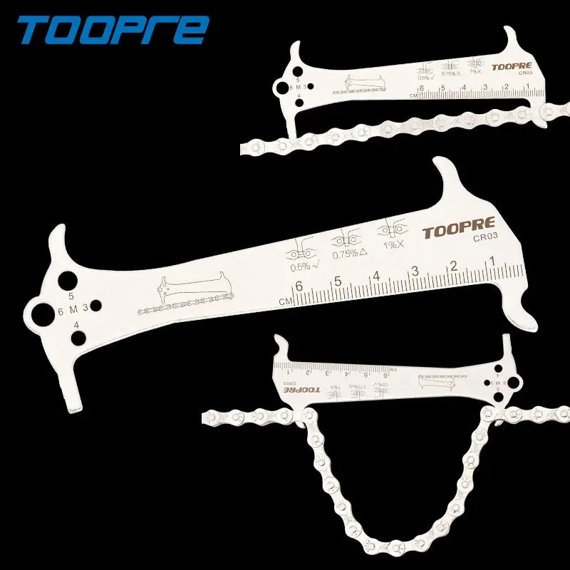 TOOPRE 3 In 1 Mountain Bike Chain Wear Indicator Checker Iamok Stainless Steel Chains Measuring Ruler Bicycle Repair Tools