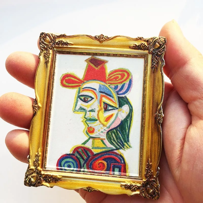 

Paris France Modern Art Cubism Portrait Magnets for Fridge Golden Baroque Frame Cute Magnets Home Decor Items Room Decoration