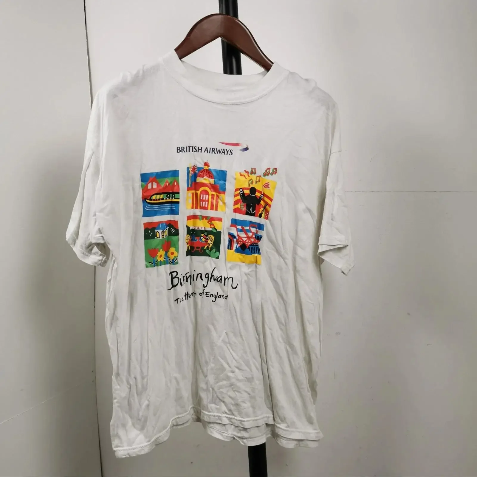 British Airways Birmingham Airport XL T Shirt Aviation Enthusiast selten vintage Washed designer clothes streetwear Breathable
