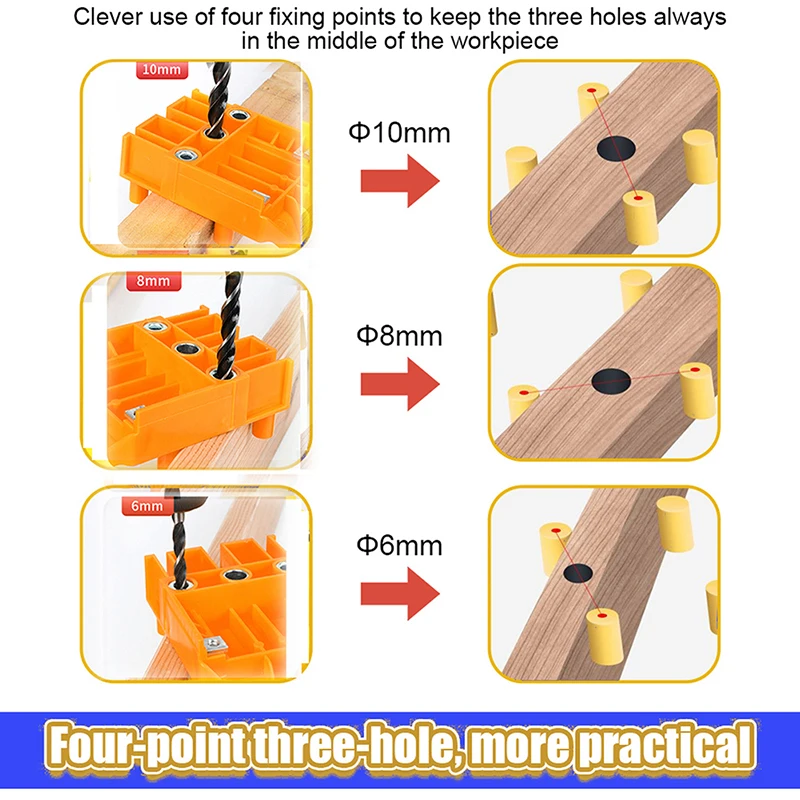 Handheld Woodworking Dowel Jig Fits for  6/8/10mm Drill Bits Guide Metal Sleeve Wood Drilling Hole Puncher Quick Locator Tools