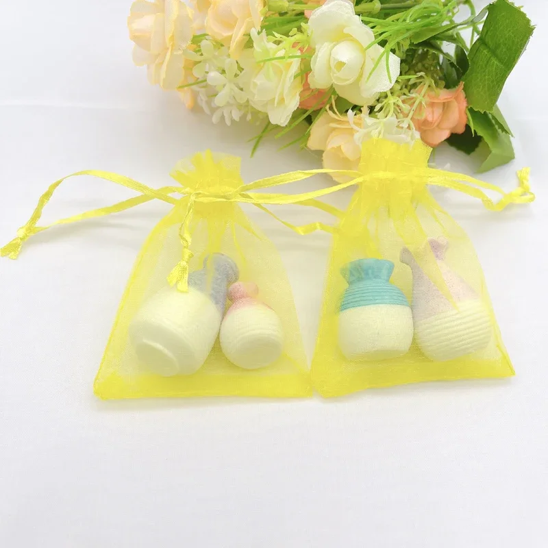 

Custom Yellow Gift Bags, Wedding Packaging, Jewelry Drawstring Storage Bags, Organza Bag, Mesh Pouch, 100Pcs