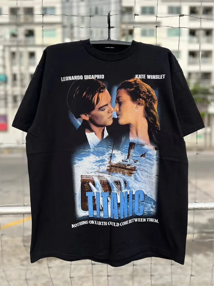 Титаник-Плакат-Стиль-Винтаж-Американский-Ретро-Футболка-с-короткими-рукавами-Мужская-и-женская-300-г-Тяжелая-с-половиной-рукавов