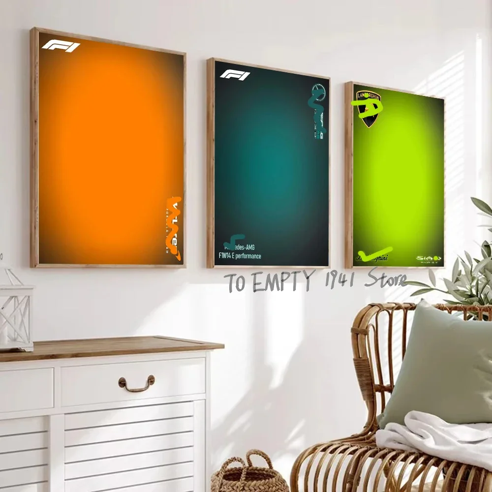 الفورمولا 1 سباق السيارات سلسلة F1 سيارة التدرج الحد الأدنى الحديثة التقنية متوافق المشارك قماش صور ديكور غرفة المعيشة المنزلي