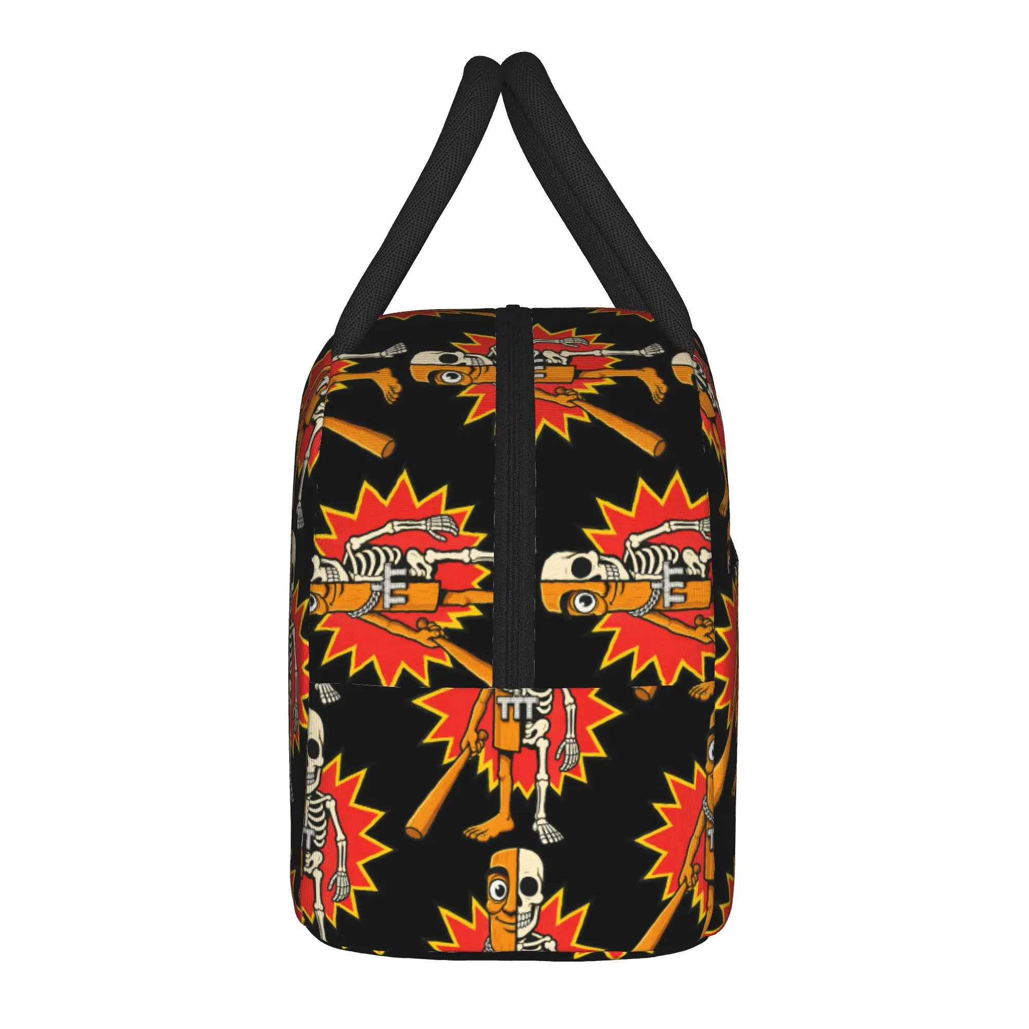 Half Skeleton Tung Sahur Funny Halloween Meme Lunch Bag Portable Insulated Lunch Box Adult Travel Graphic Cooler Bag
