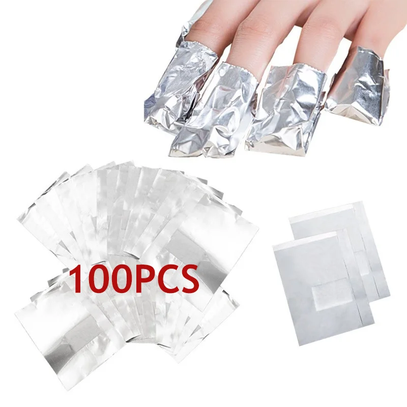 50/100PCS Folie Nagel Wraps Gel Nagellak Remover Folie Wraps voor Nagels Losweken Gel Remover met Wattenschijfje Verwijderen Nagellak