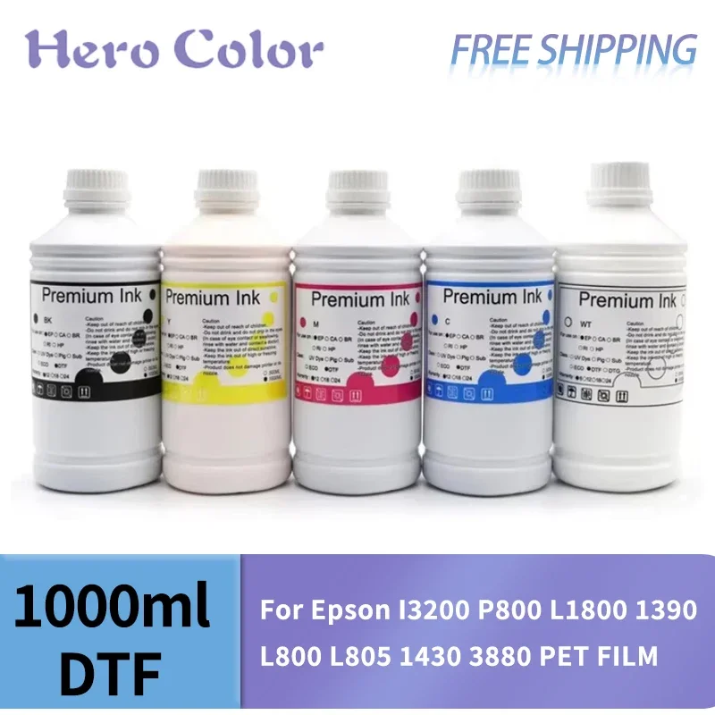 1000ML DTF Ink Direct Transfer Film Heat Transfer For Epson I3200 P800 L1800 1390 L800 L805 1430 3880 PET Film Ordinary Quality