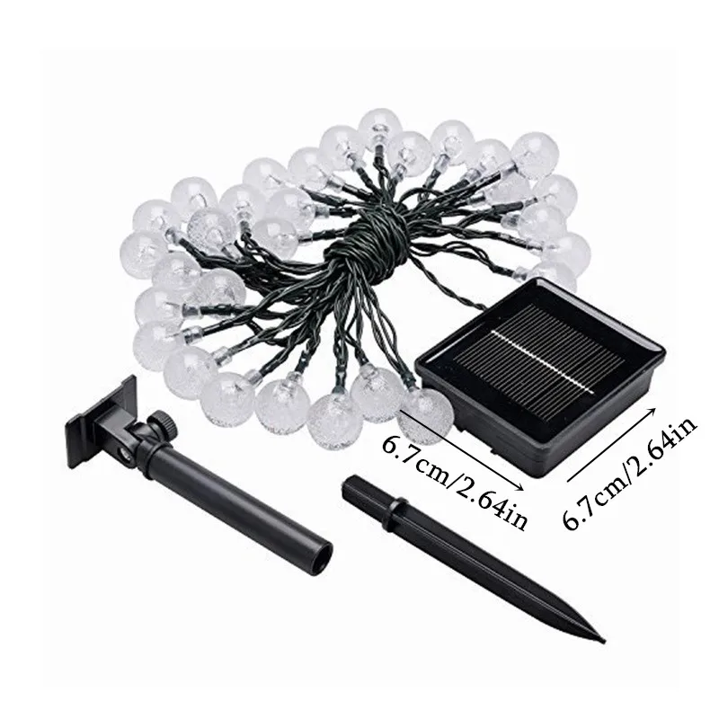 Solar Crystal Globe LED String Lights 50 LED 8 Lighting Modes IP65 Fairy Light Christmas Garland For Garden Party Decor 1pc