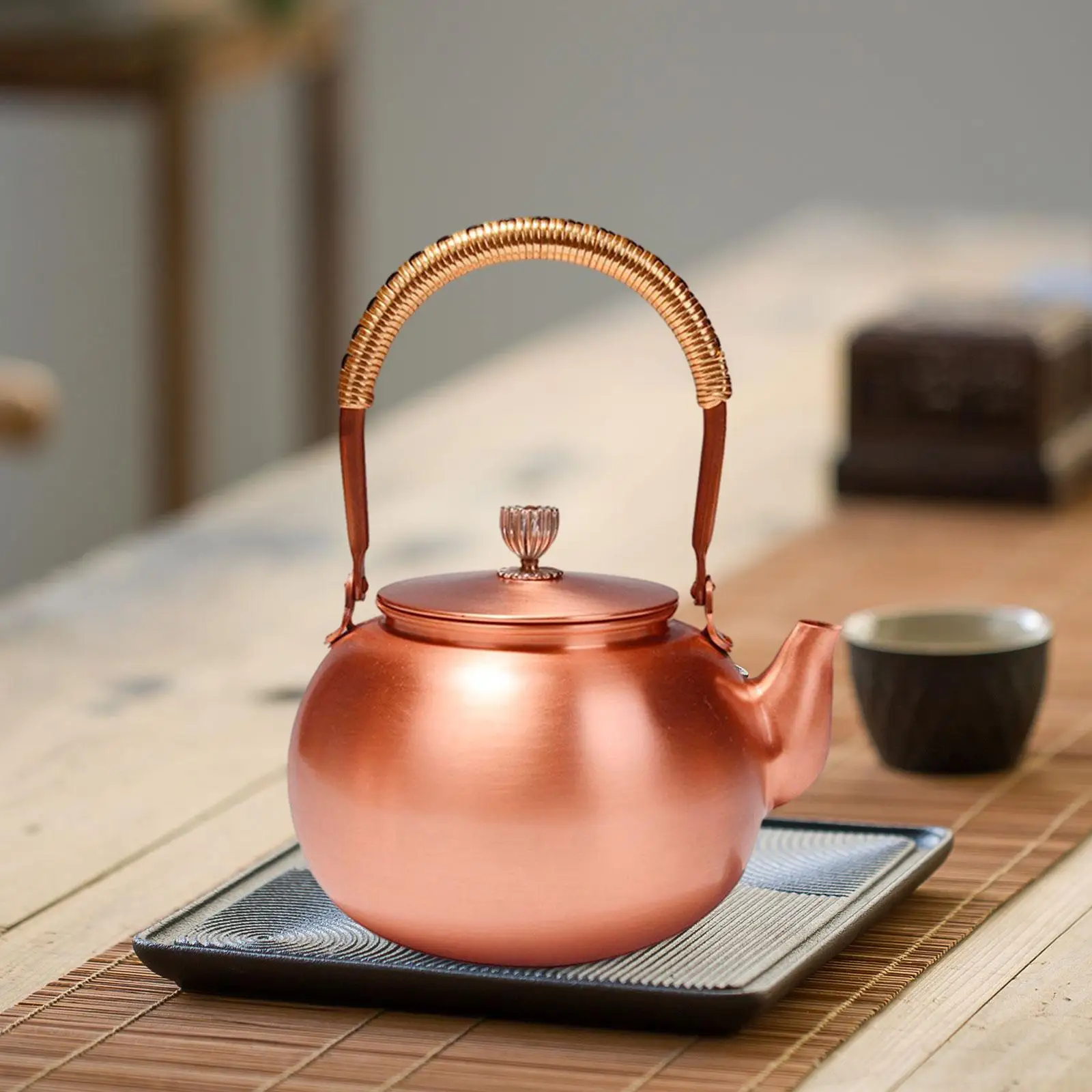 

Copper Teapot Kung Fu Tea Pot Teaware Handmade Tea Maker Stovetop Teapot Tea Kettle for Camping Hiking Tea House Kitchen Home