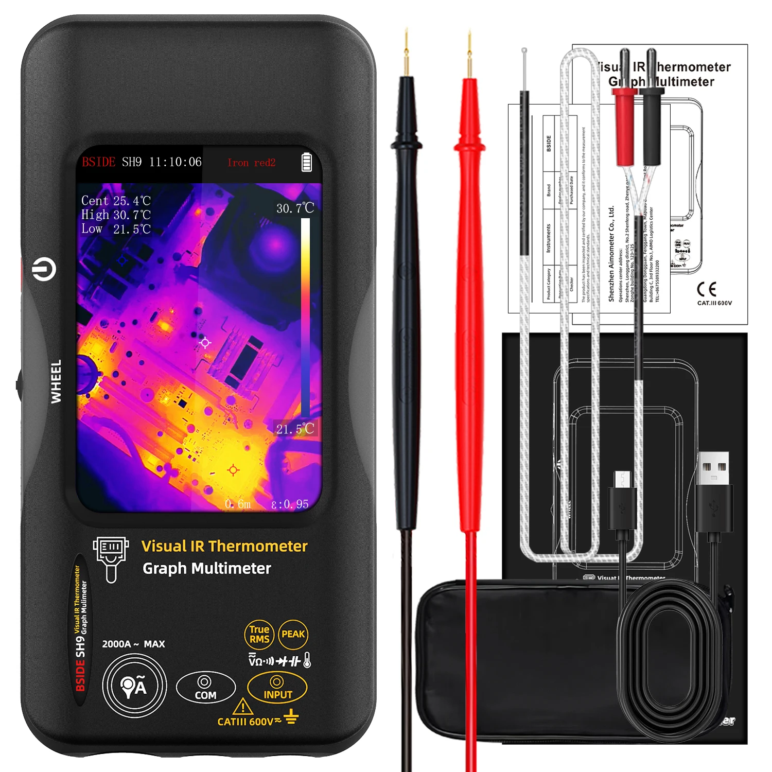 BSIDE SH7 320*320 Thermal Imager Camera 20000 Counts Touchscreen Digital Multimeter 2 in 1 IR Camera for Macro Lens Repair PCB