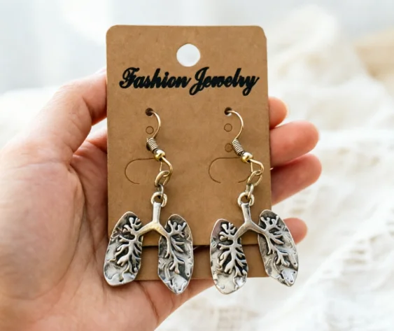 Punk Anatomical Human Lung Earring Hiphop Lobe Anatomy Skeleton Oddities Jewelry Stud Fashion Hot Ear Pendant Gift