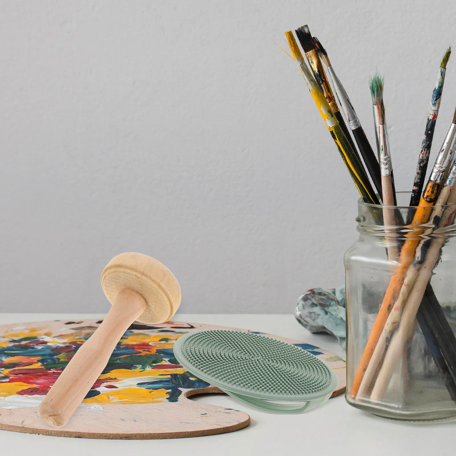 

1Set Art Printmaking Tool Set Includes Printmaking Supplies Plastic Carving Board and Rubbing Mushroom Roller for Handcrafts