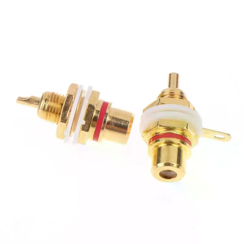 4Pcs  Female Socket Lotus Connector Chassis Panel Mount Adapter Audio Terminal Plug 3.5mm AV Plug Gold Plated