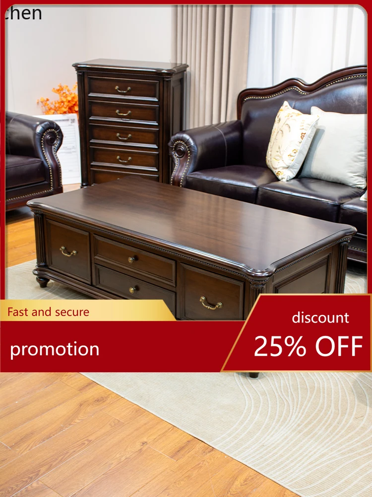 ZML Solid Wood Large Apartment Coffee Table Elegant Living Room Home High-End TV Cabinet Set Large Size Tea Table