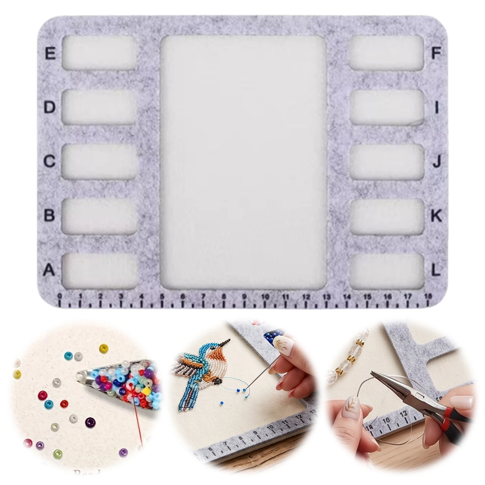 Felt Beading Mat Alphabet Scale Beading Mat with Measurement Markings Felts Beads Embroidery Board Non Slip For Jewelry Making
