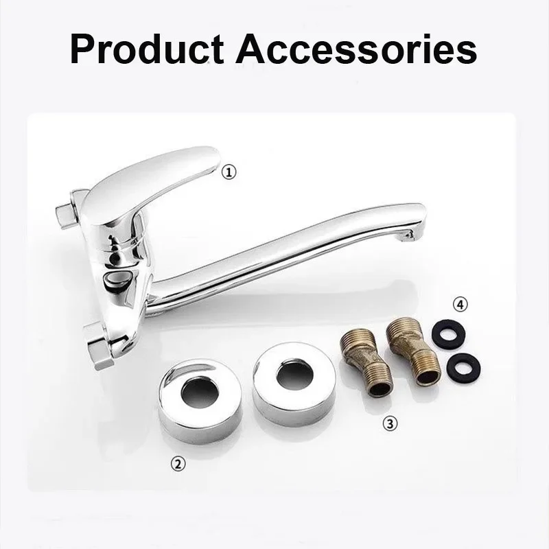 Wall mounted kitchen faucet, dishwashing sink faucet, hot and cold mop sink, vegetable basin faucet, wall mounted wall mounted
