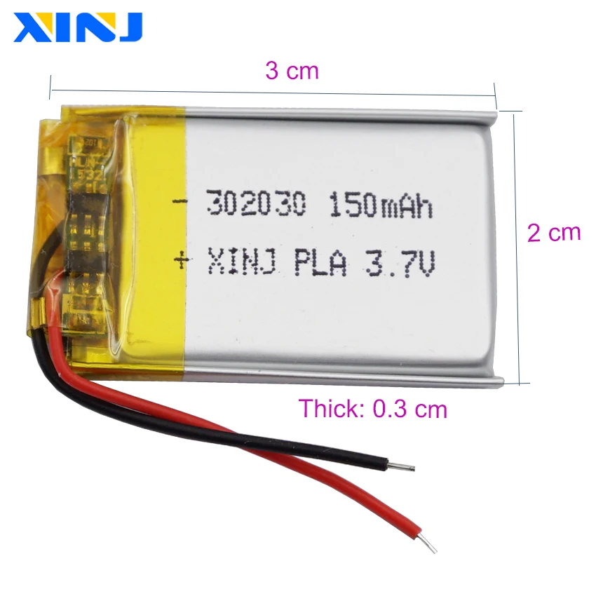 10pcs 3.7V 150mAh 0.555Wh Li-Polymer Li Lithium Battery 302030 Li-ion For GPS Sat Nav Bluetooth Speaker LED Driving Recorder