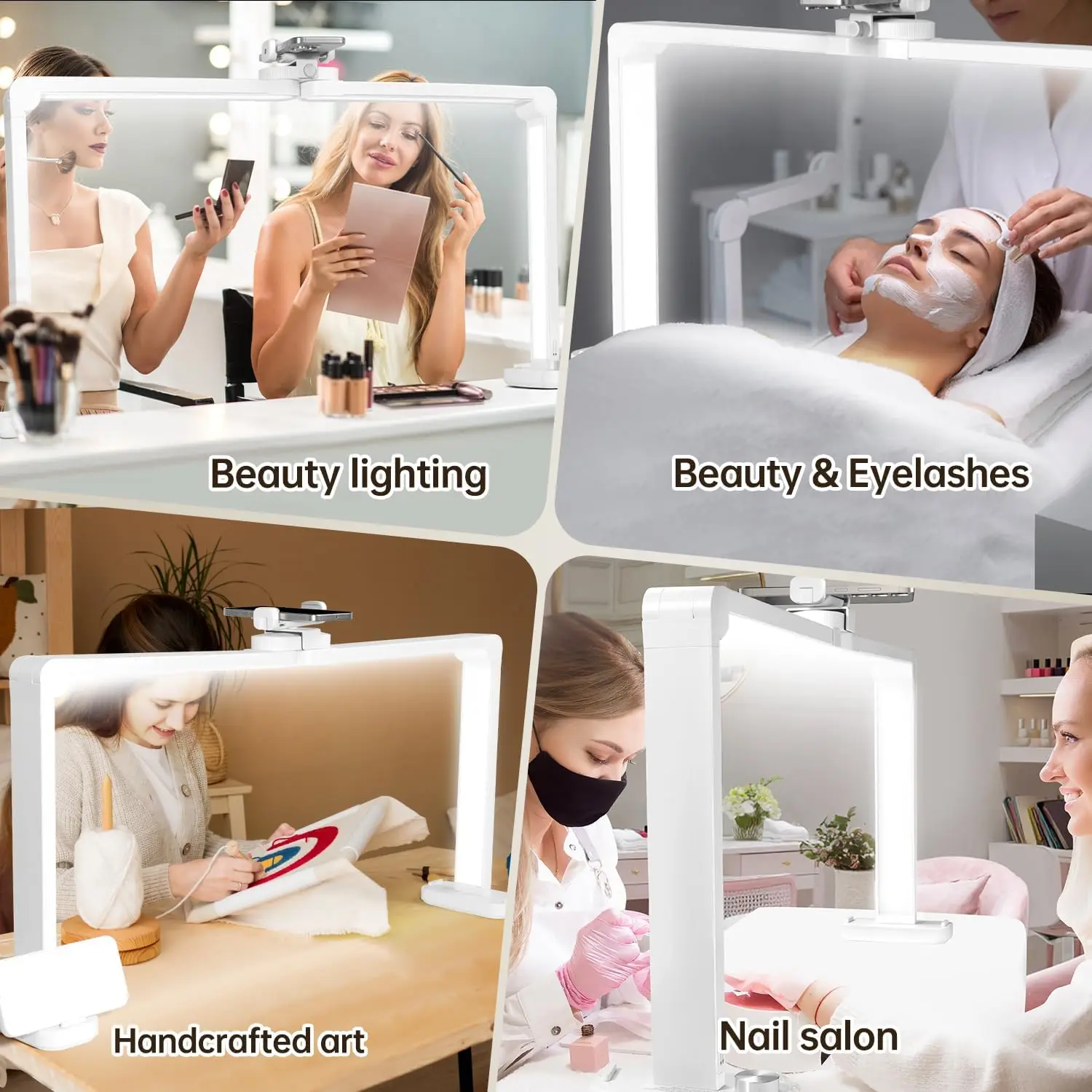 AORAEM 34' faltbare LED-Nagellampe, 456 LEDs, 3 Farbmodi, Telefonhalter