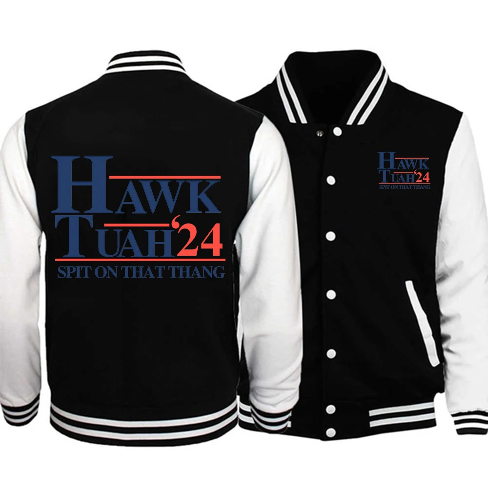 Hawk Tuah Spit on that Thing Baseballs Jackets Button Leather Sleeve Sports Coat Women Men Team Baseball Jacket Hoodie