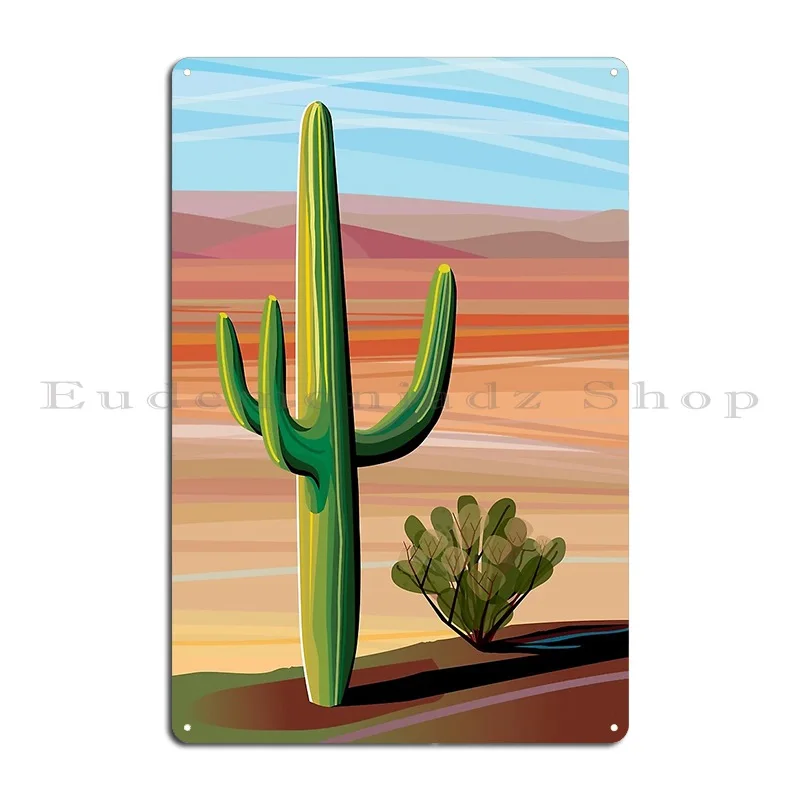 Saguaro Cactus In Sonora Desert Metal Sign Wall Decor Designs Wall Decor Funny Pub Tin Sign Poster