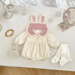 Autumn Newborn Clothes Baby Girl Bodysuit Cute Rabbit Ear Infant Long Sleeve Onesies Toddler Casual One Pieces Jumpsuit