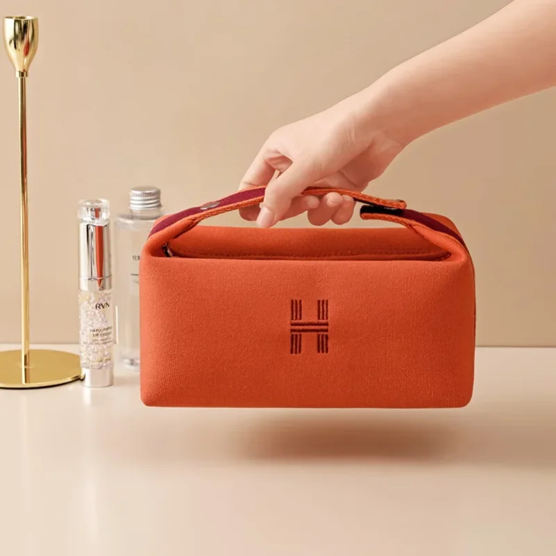 Minimalist Waterproof Toiletry Bag Portable Travel Organizer, Large Capacity Canvas Makeup Pouch, Japanese Style Dustproof Cosme - view 4