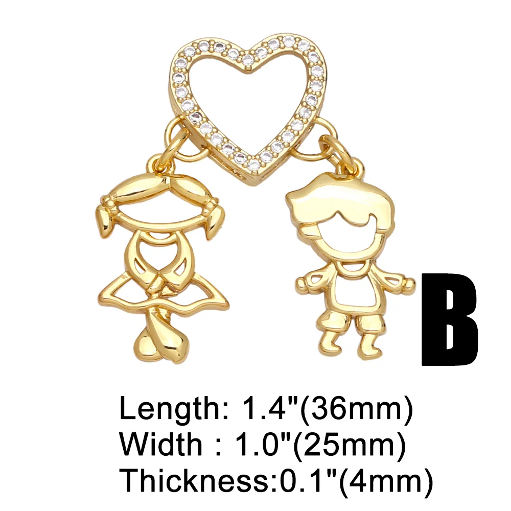 OCESRIO Big Kawaii Girls Boys pendenti per collana Charms in zircone cubico rame placcato oro fai da te per orecchini pdta642