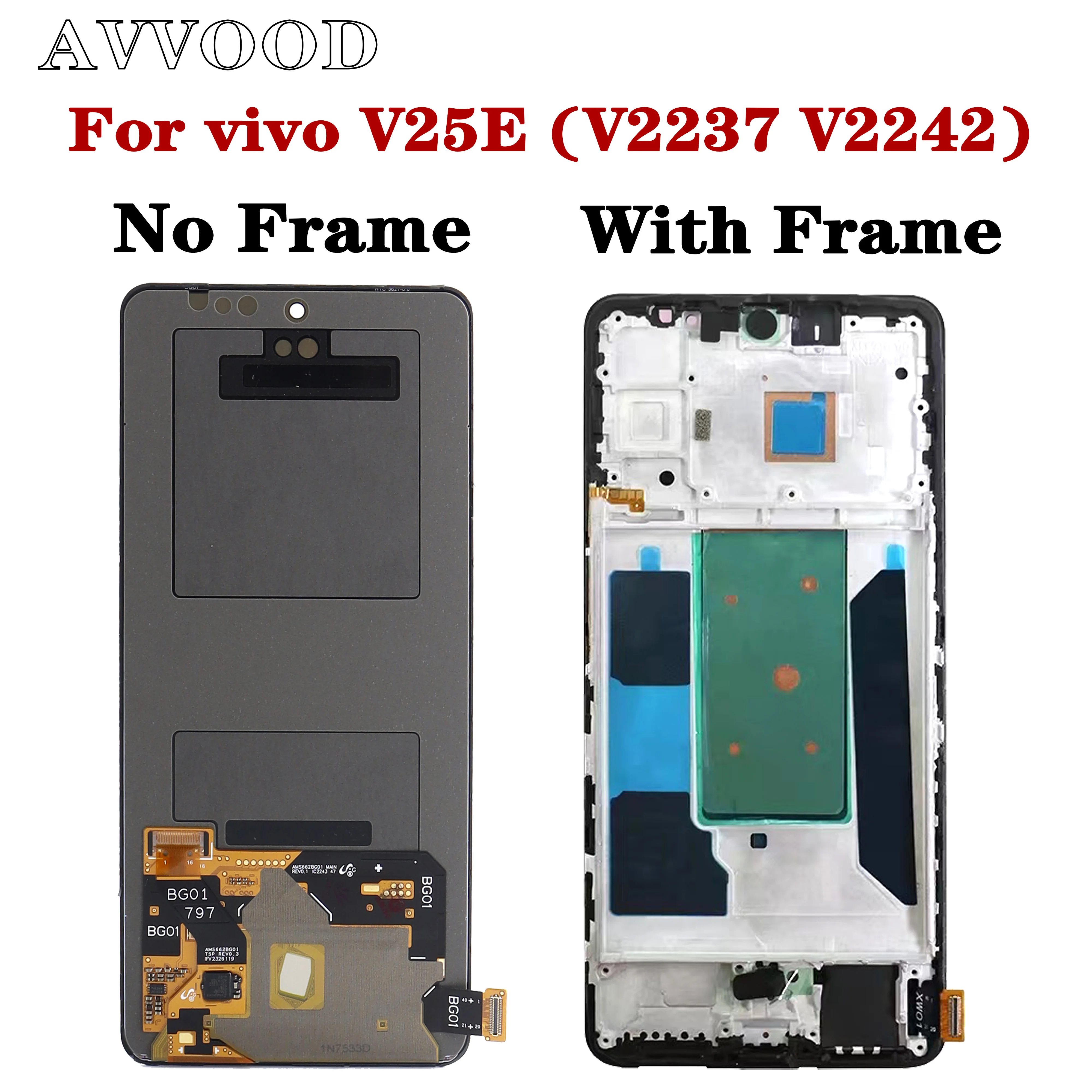 OLED for Vivo V25e V2237 V2242 LCD Display Touch Screen Digitizer Assembly Replacement for Vivo V25 V25e LCD V2201 V2202 Dieplay