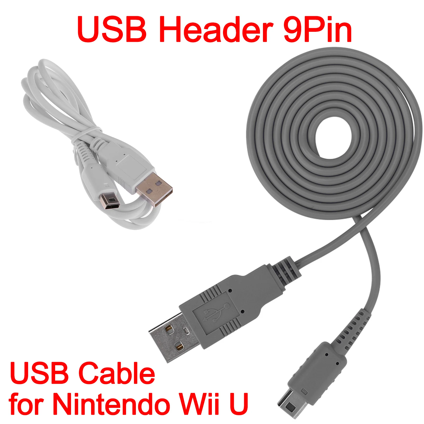 كابل شحن USB لمضيف نينتندو وي يو ، وحدة تحكم في الألعاب ، طاقة البيانات ، سلك سلك الشاحن ، وحدة التحكم في لوحة الألعاب ، خطوط إمداد الطاقة ، 1 متر #1