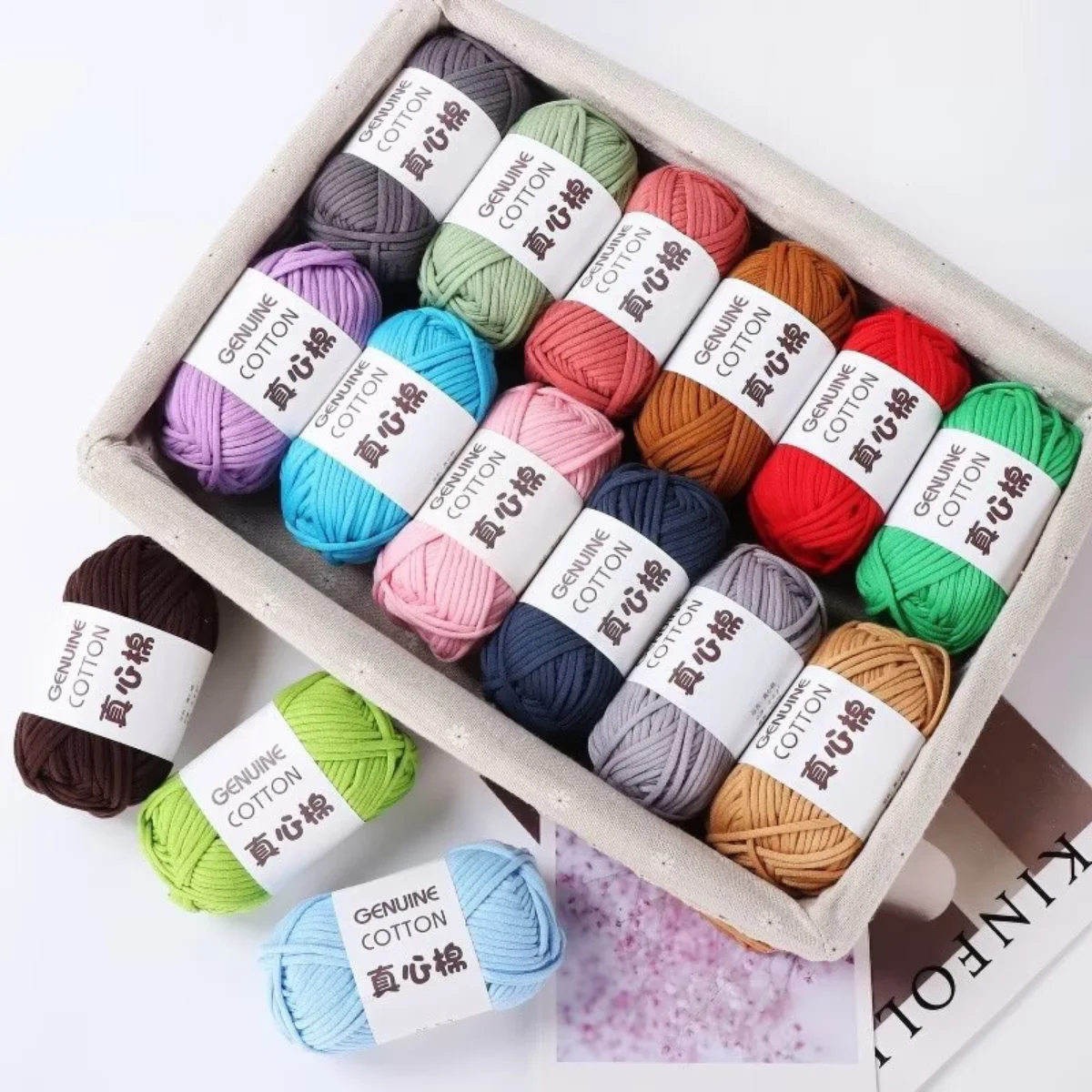 1pc Genuine Hollow Cotton Yarn with Milk Cotton Core for Crochet Shoes, Scarves, Bags, Hats, Handmade DIY Knitting